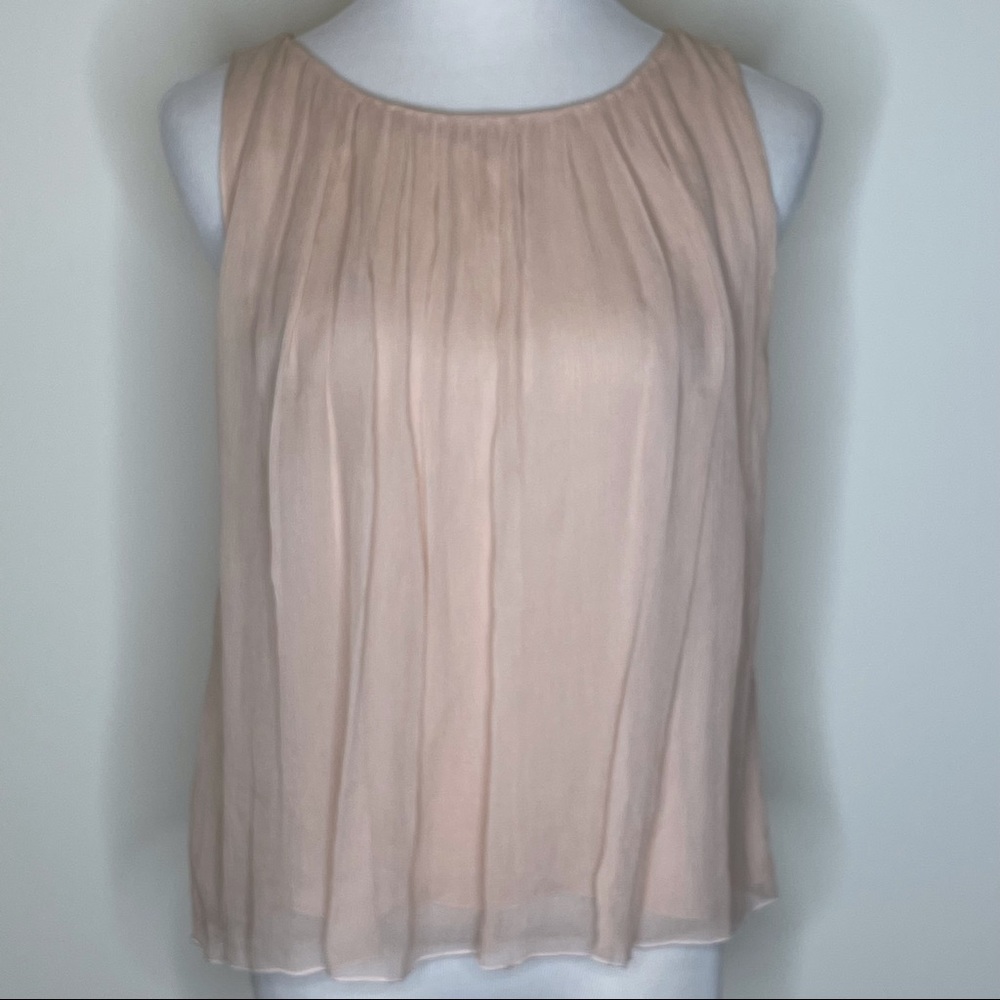 Alice + Olivia 100% Silk Crepe Pink Sleeveless Blouse Fully Lined Top Sz M